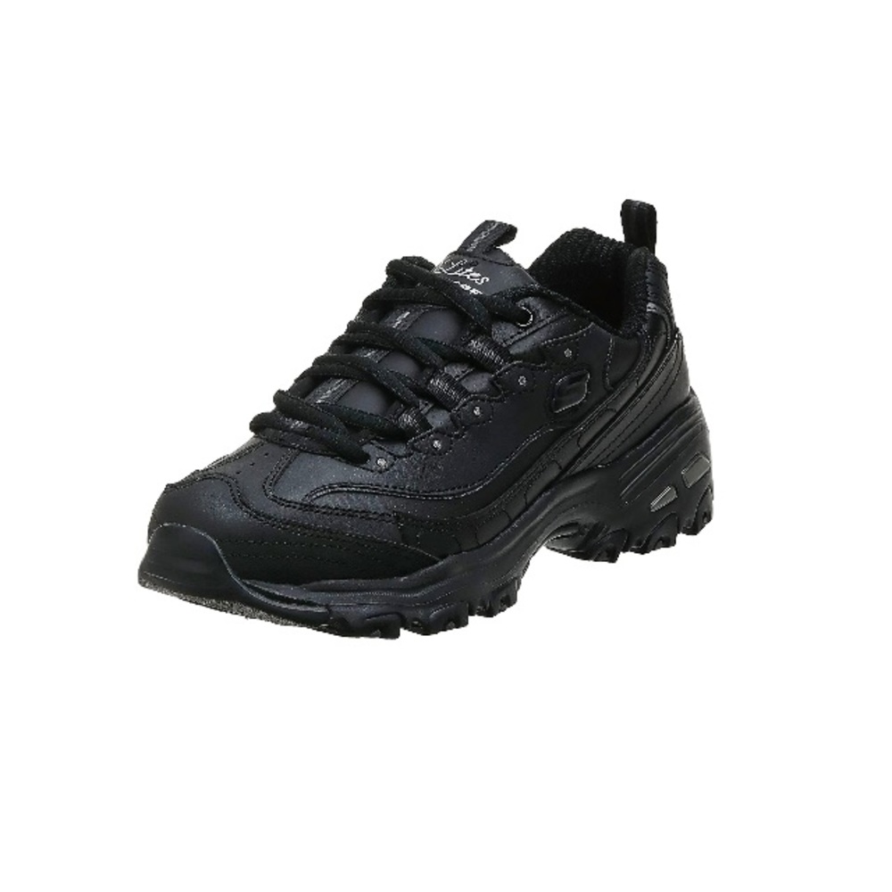 Skechers D'Lites Me Time Low-Top Sneakers, Black Leather, Women's Size 8.5